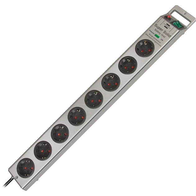 Brennerstuhl Steckdosenleiste | 8 Löcher | 63cm | 2,5m | Silber | 1153340318 - 1153340318