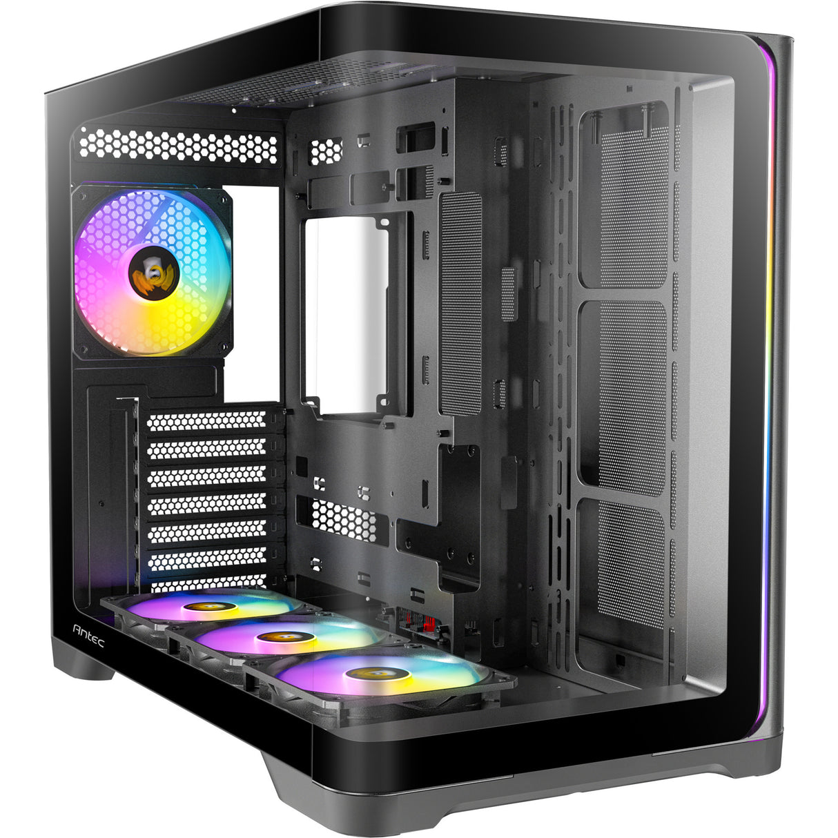 Antec C5 Curve Argb Midi-Tower-Gehäuse (schwarz | 2x USB-A | 1x USB-C | gehärtetes Glas)