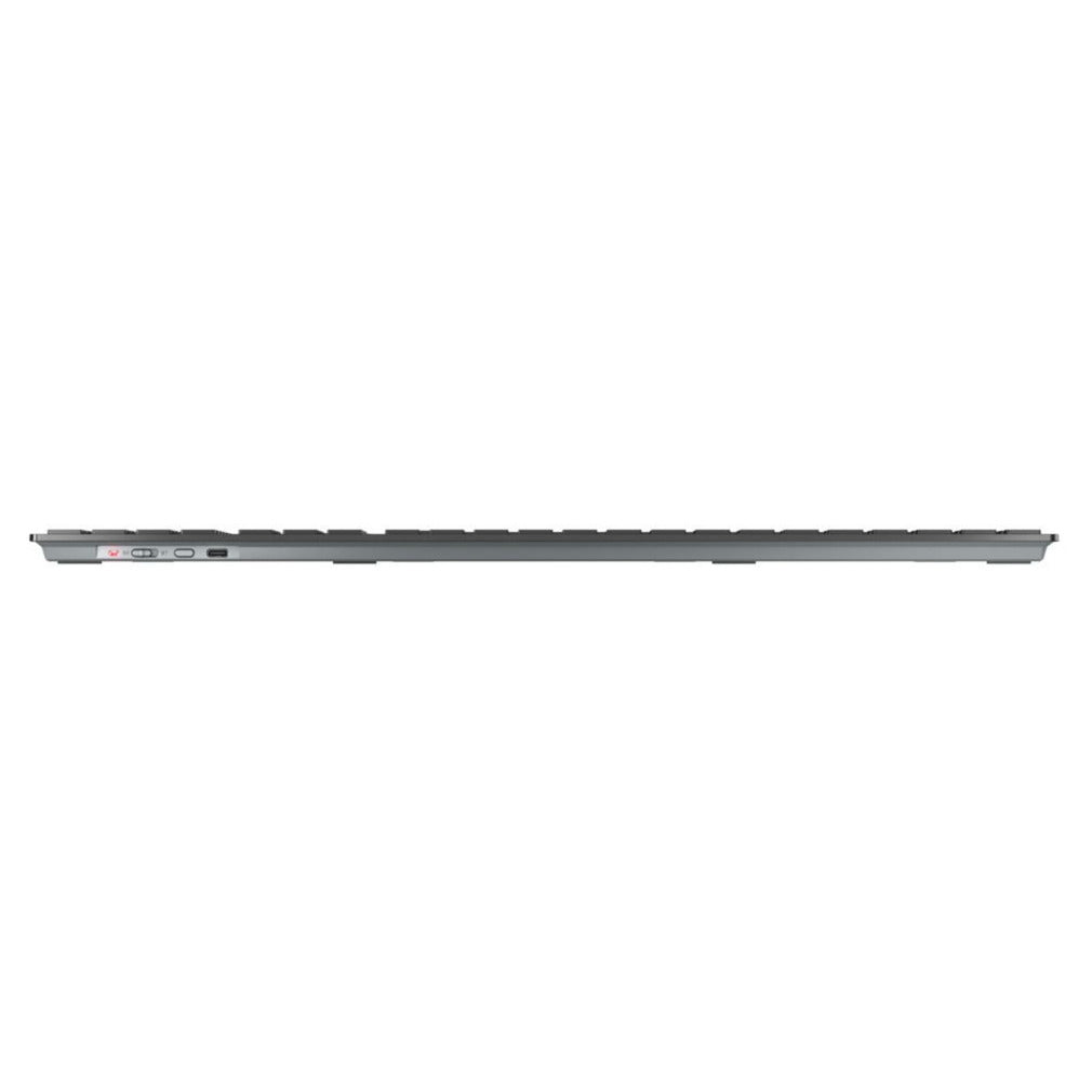 Cherry KW 9100 Slim, Tastatur (Schwarz Silber, EU-Layout (QWERTY), Scherenschalter, ABS, USB-C, 2,4 GHz, Bluetooth)