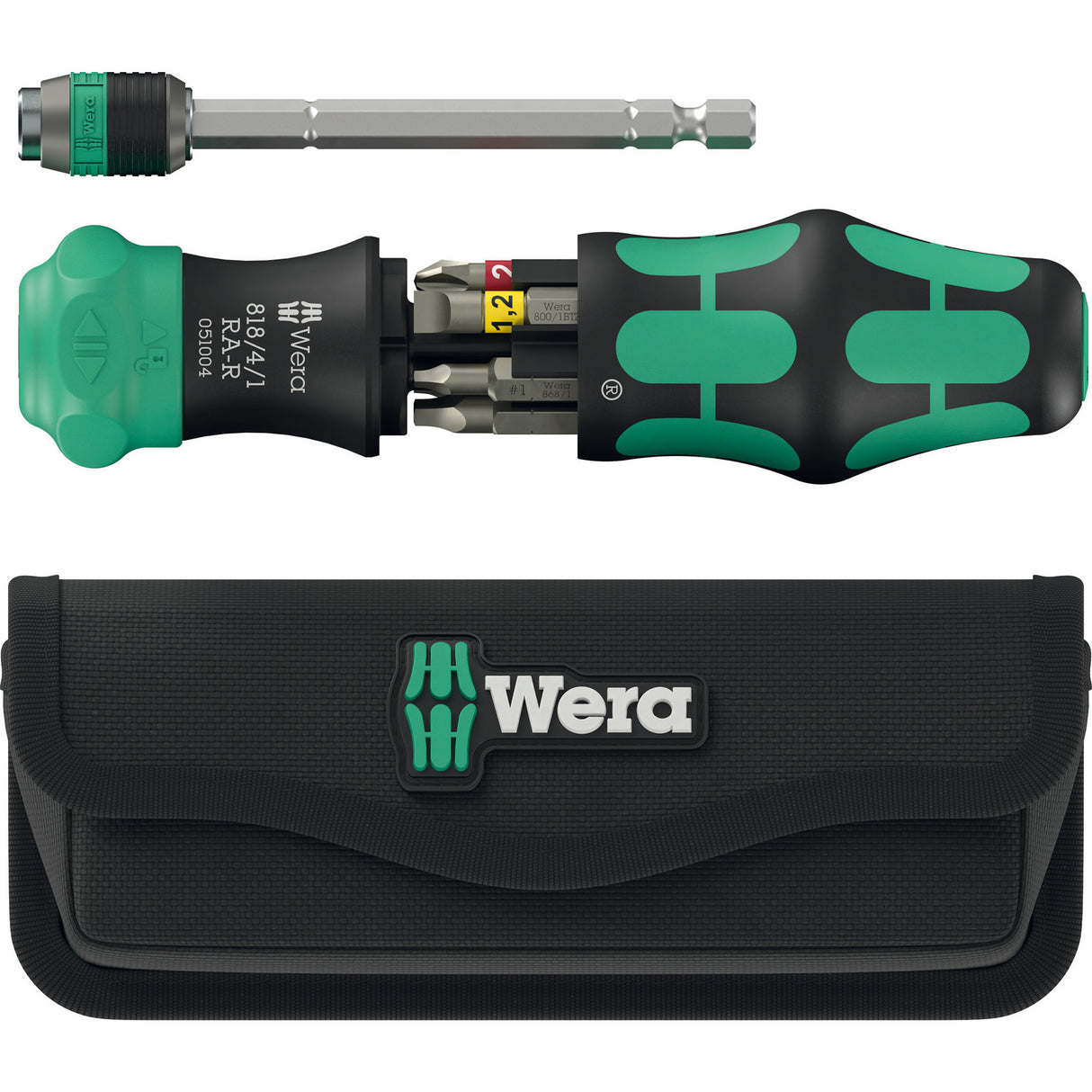 Wera kraftform kompakt 26 ra-r mit Koffer, 6-teiliges Bit-Set (schwarz grün)