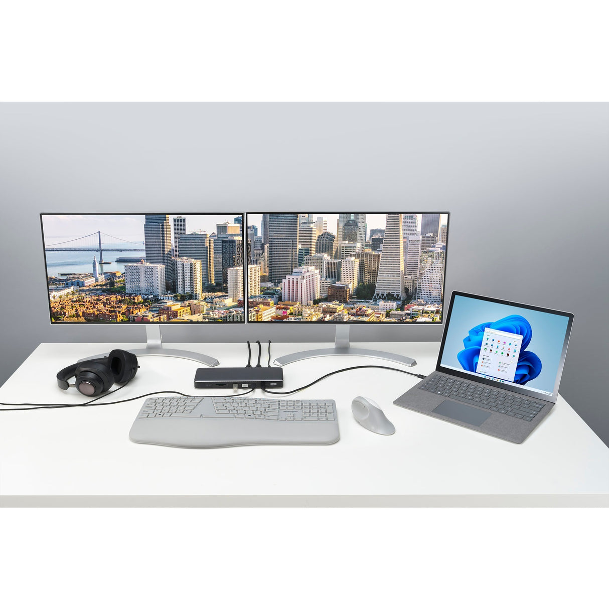 Kensington SD5760t Dockingstation (Silber Schwarz, Thunderbolt 4, USB-C, USB-A, HDMI, PD)
