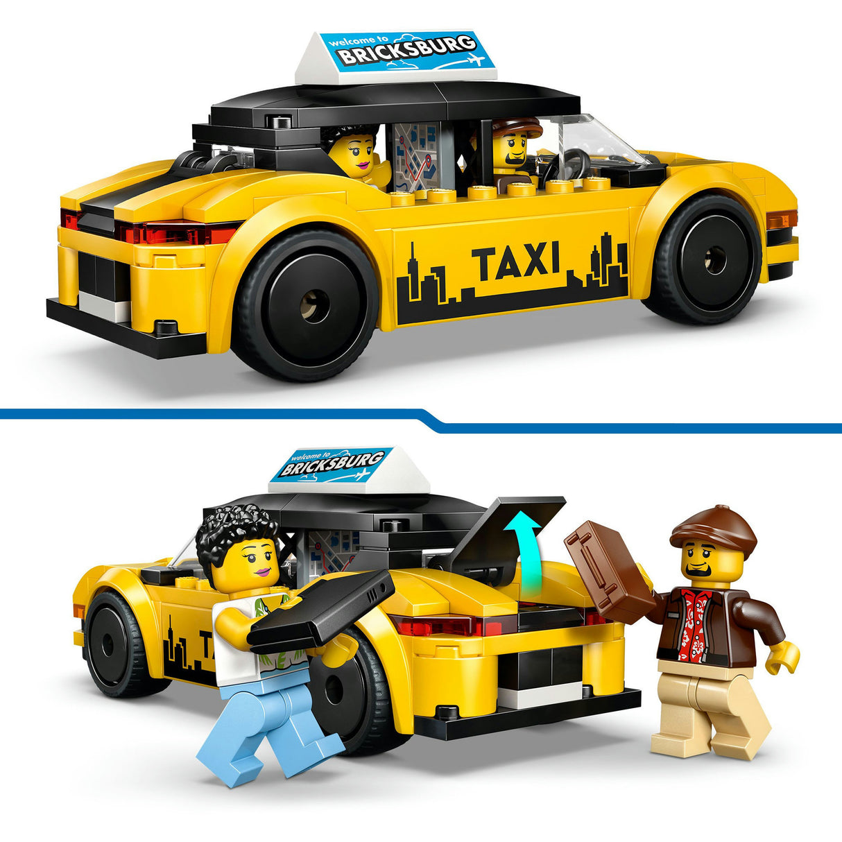 Lego ® city gele taxi - modelautobouwset met 2 minifiguren - klassieke speelgoedtaxi - 60487