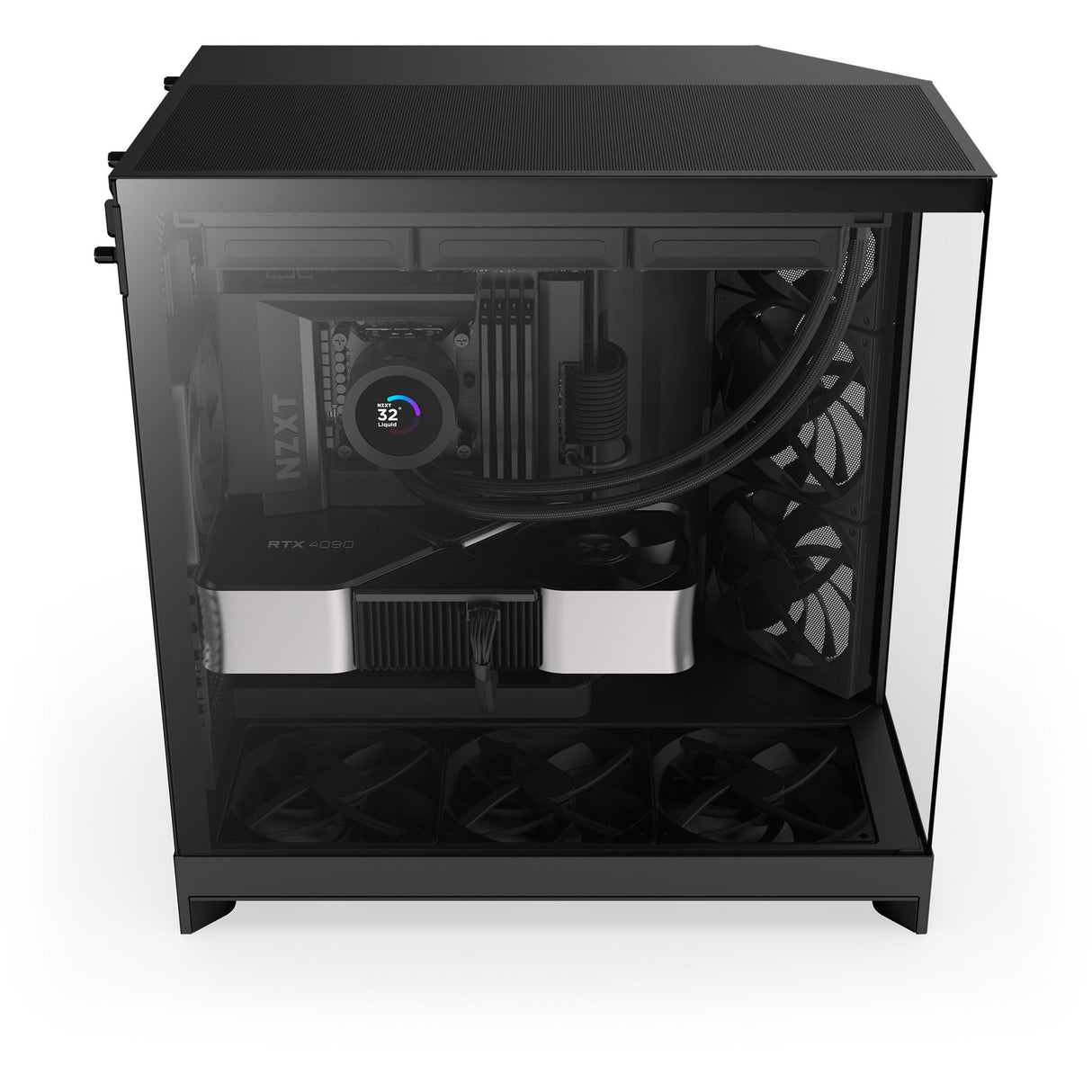 Nzxt h9 flow Midi-Tower-Gehäuse (schwarz (matt) | 2x USB-A | 1x USB-C | gehärtetes Glas)