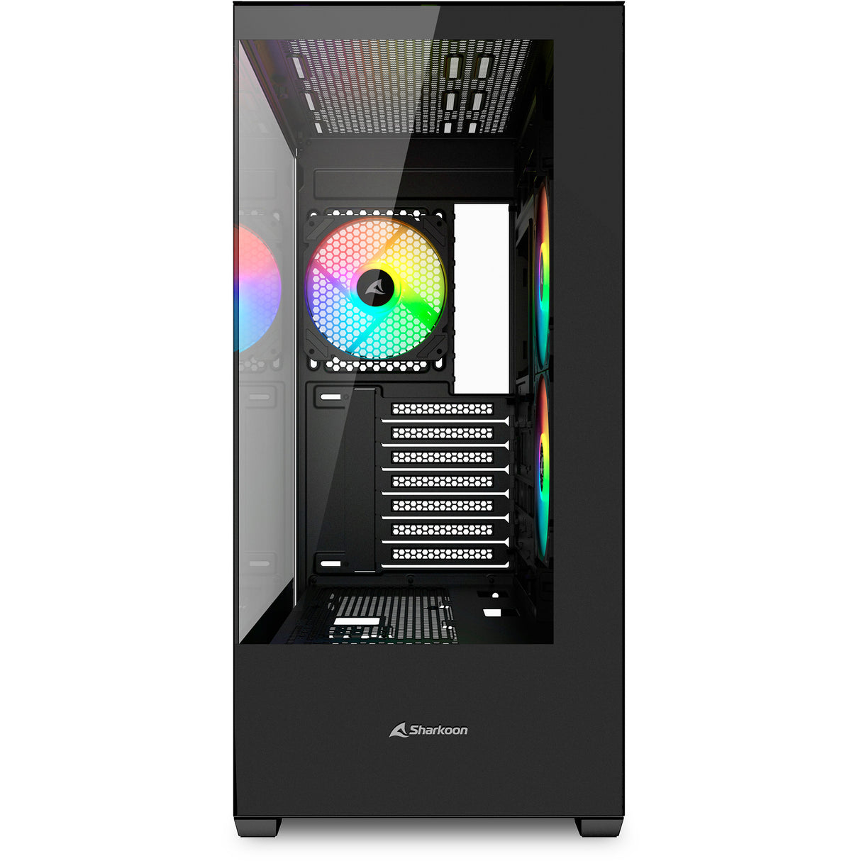 Sharkoon sk6 argb Midi-Tower-Gehäuse (schwarz | 2x USB-A | RGB | gehärtetes Glas)