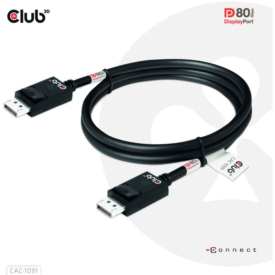 Club 3D DisplayPort 2.1 Vesa DP80 zertifiziertes Kabel Stecker-Stecker (Schwarz, 1,2 Meter, 4K 240 Hz, 8K 60 Hz, 80 Gbit/s)
