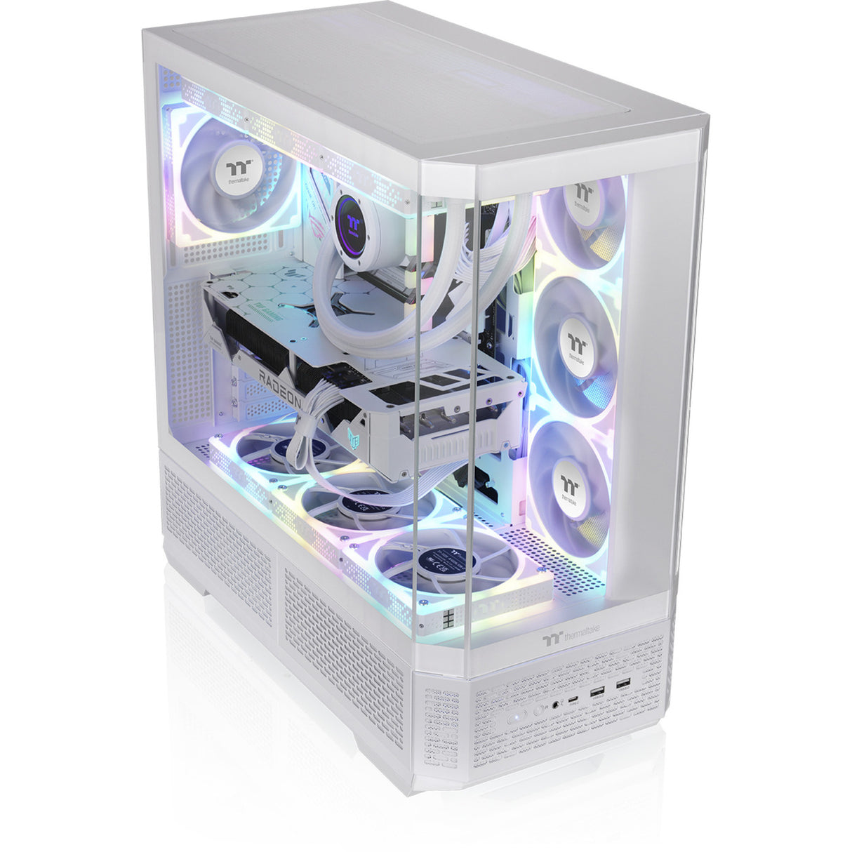 Thermaltake view 370 tg argb snow midi tower behuizing (wit | 2x usb-a | 1x usb-c | rgb | tempered glass)