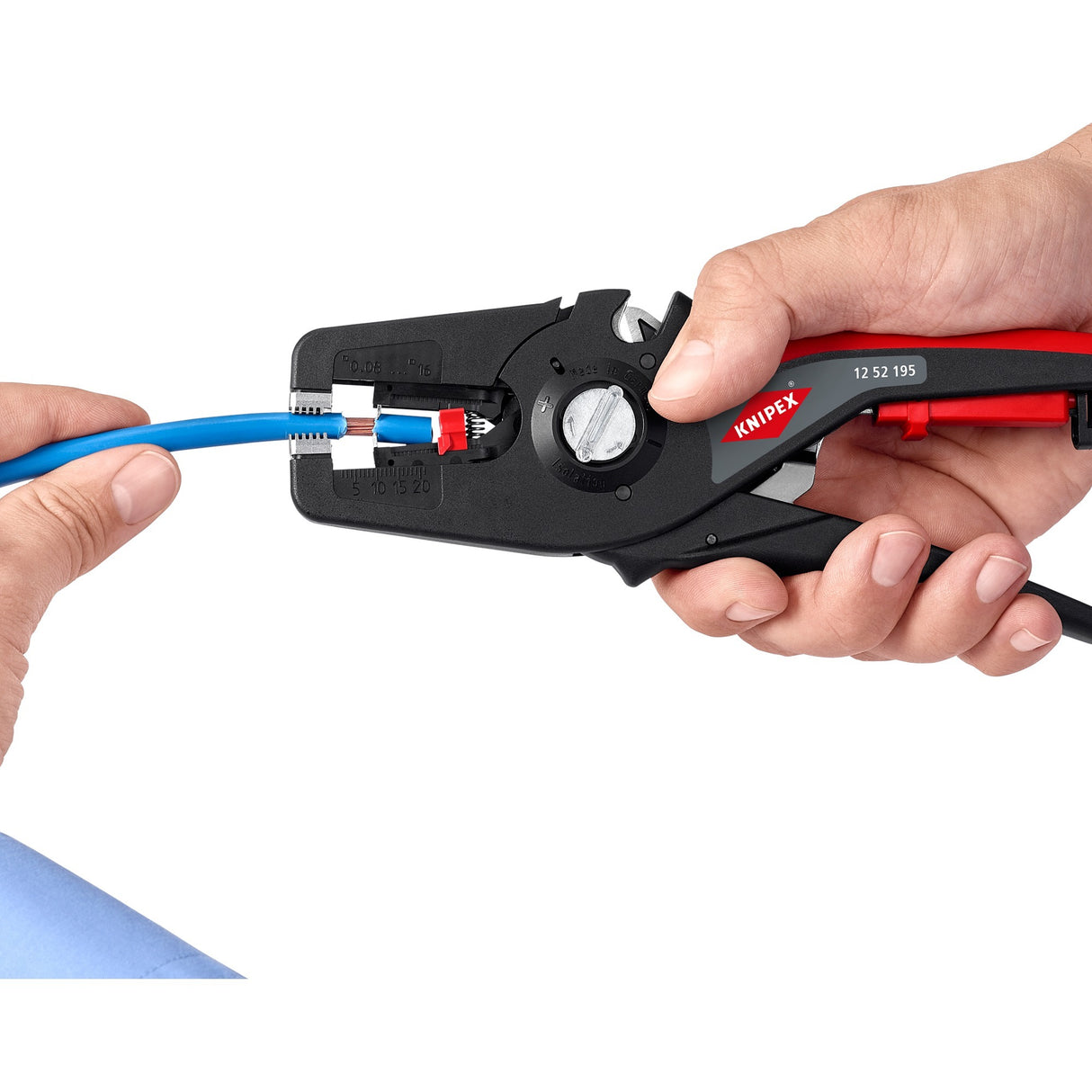 Automatische Abisolierzange von Knipex | Länge 195 mm | 0,08-16 (awg 28-5) mm² | 1 Stück - 12 52 195 - 12 52 195