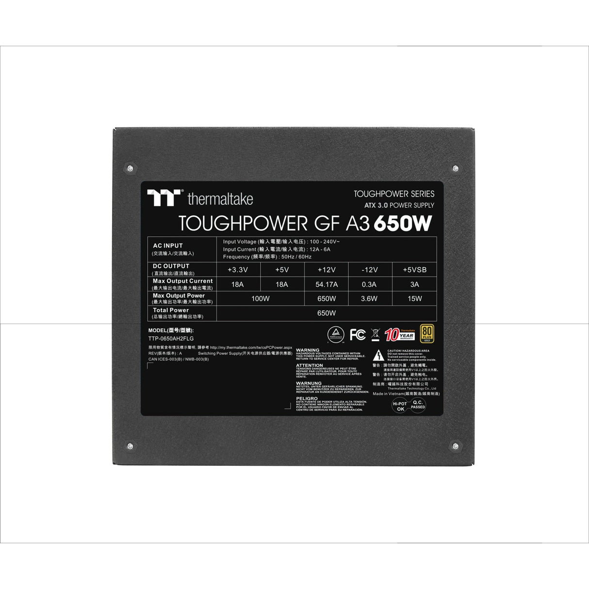 Thermaltake toughpower gf a3 gold - tt premium edition modulaire 650 watt voeding (zwart, 4x pcie)