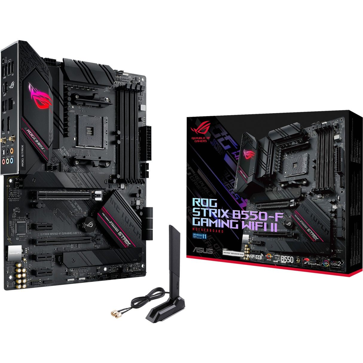 Asus ROG Strix B550-F Gaming Wi-Fi II Sockel AM4 Motherboard (Schwarz, RAID, GB-LAN, Wi-Fi 6, BT, Sound, ATX)