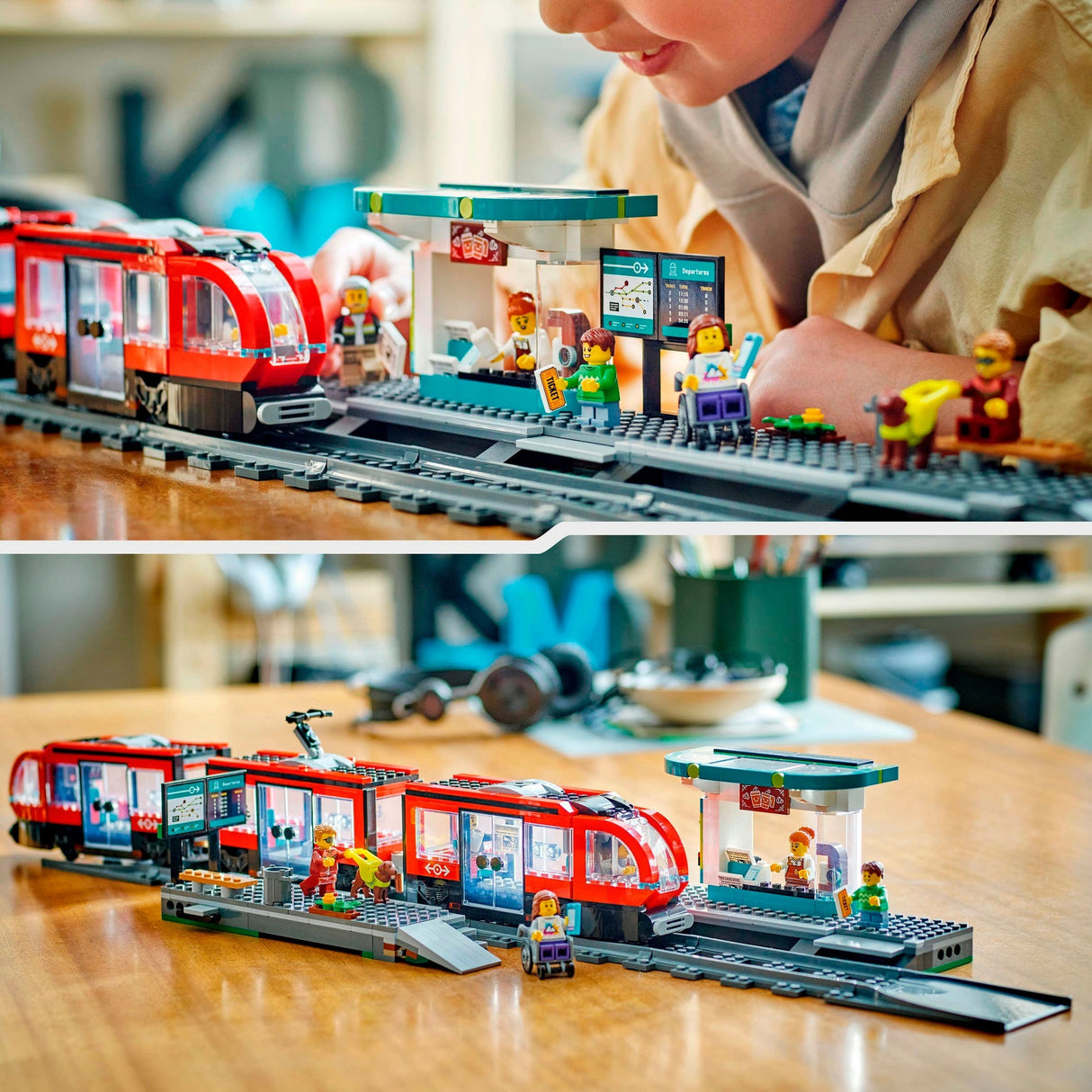 Lego City 60423 Straßenbahn und Bahnhof