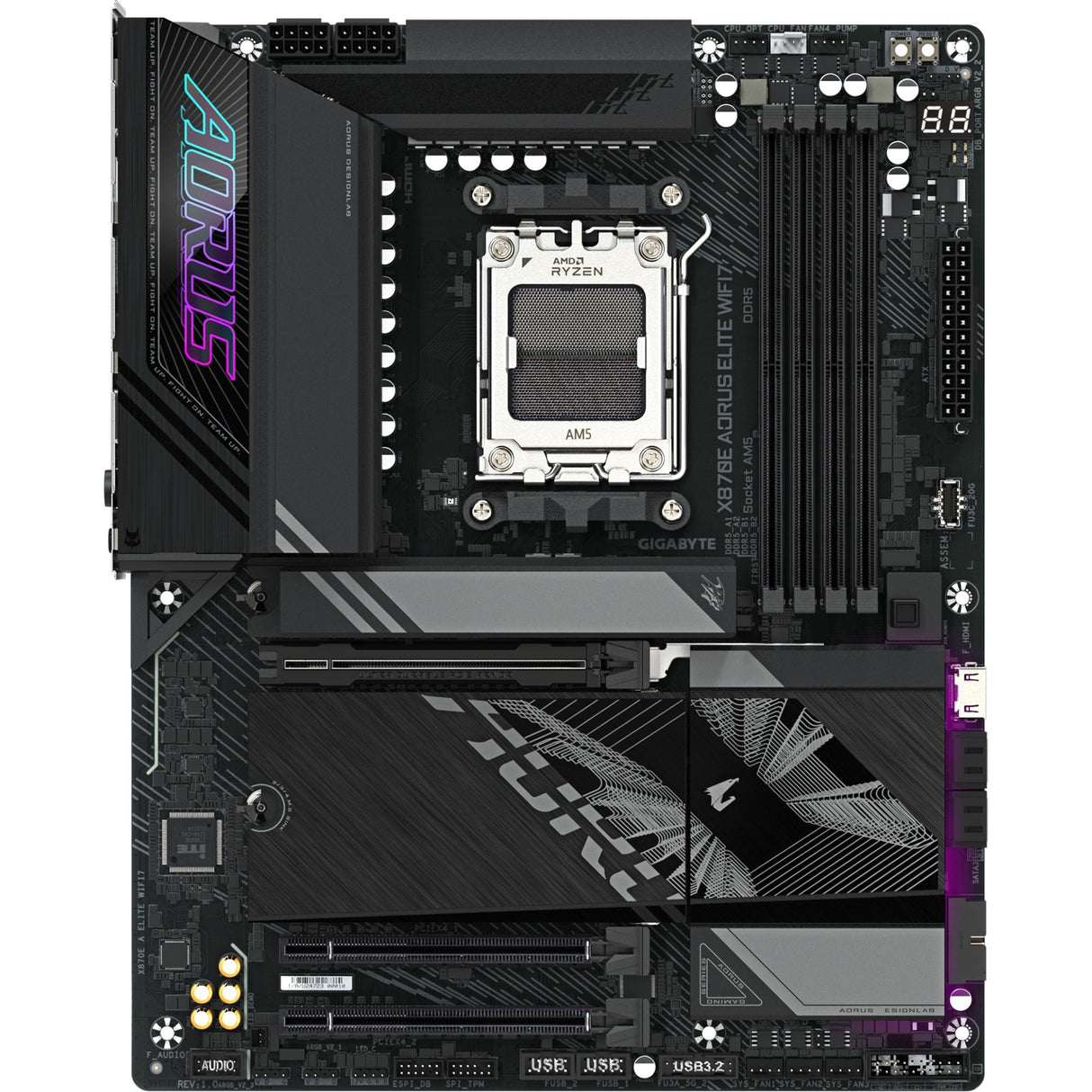 Gigabyte x870e a Elite WiFi7, ATX, AMD AM5, x870, 4x DDR5, USB4, 2,5 GBE, Wi-Fi 7, PCIe 5.0