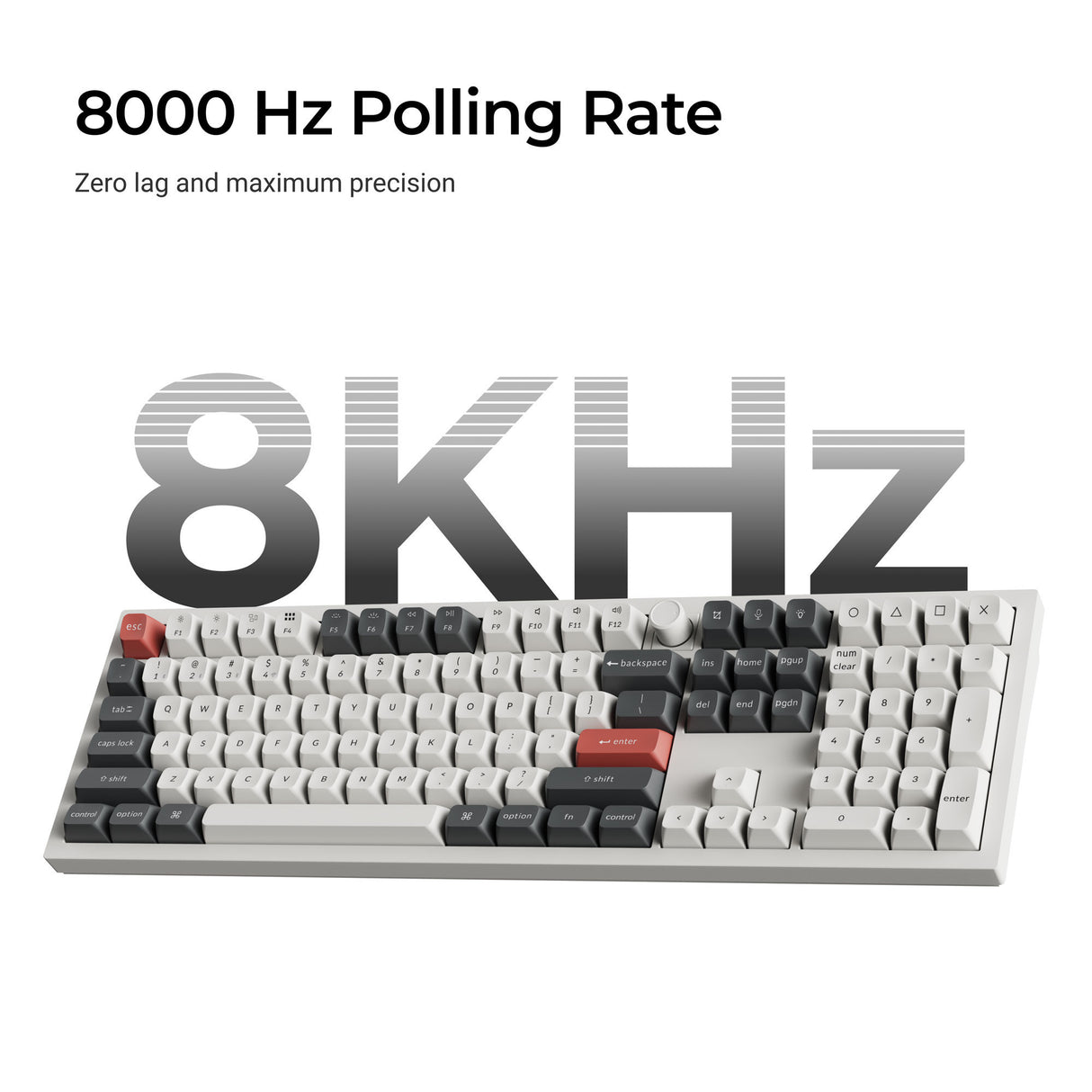Keychron q6 ultra-m1 8k wireless custom mechanical keyboard (zwart, us lay-out (qwerty), silk pom red, 100%, rgb, hot swap, 8k, 2.4 ghz bluetooth 5.2 usb-c)