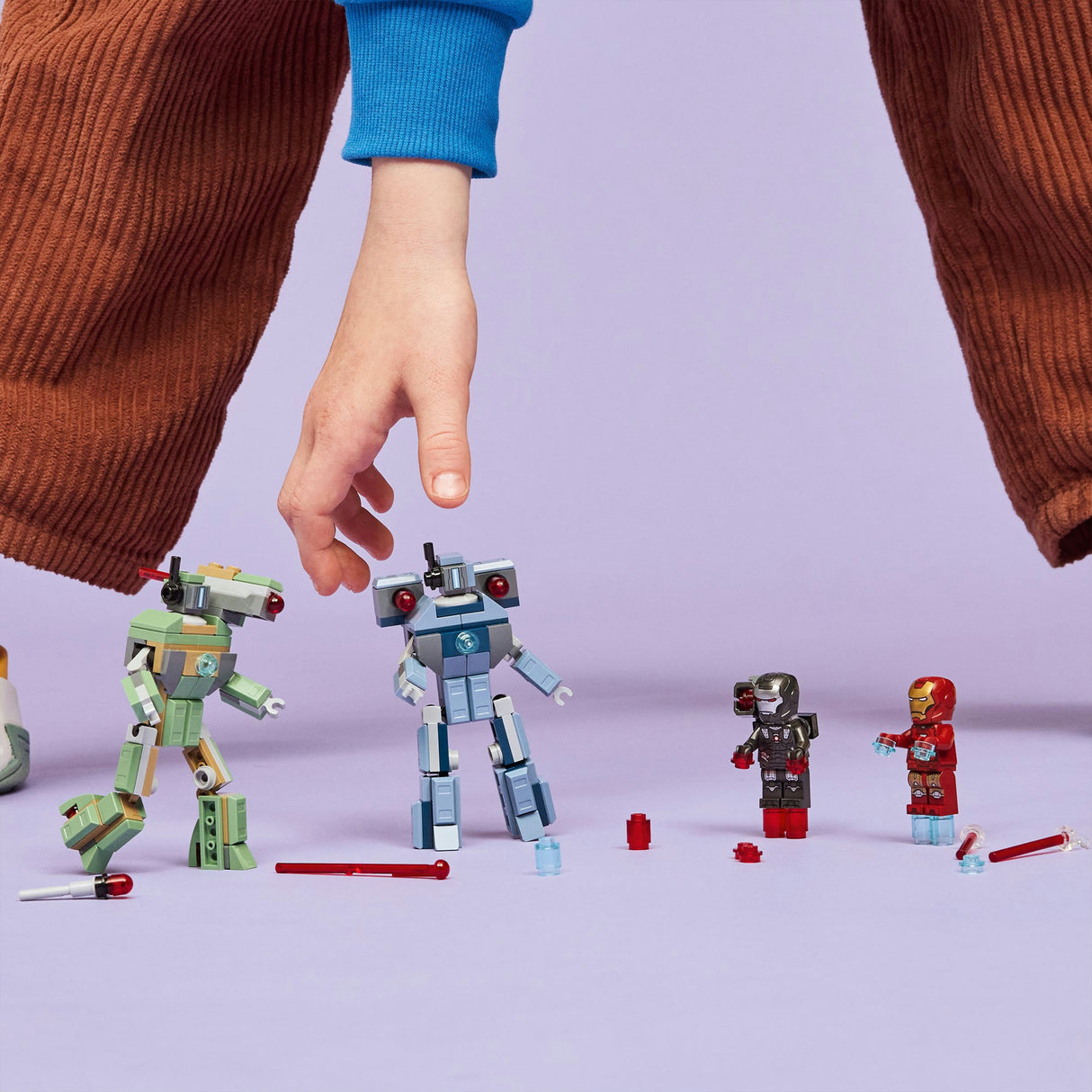 Lego Superhelden Marvel 76320 Iron Man und Kriegsmaschine gegen Hammerdrohnen