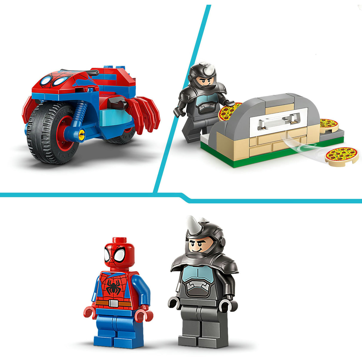 Lego Marvel 11206 Spidey auf seinem Motorrad vs. Nashorn