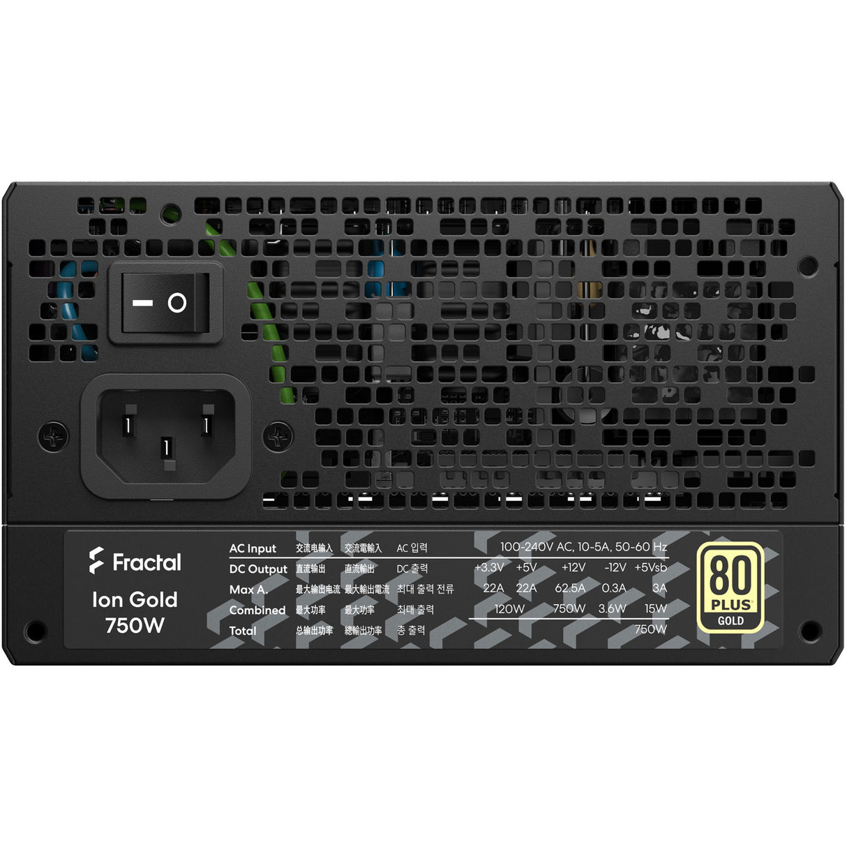 Fractal design ion gold 3 modulaire 750 watt voeding (zwart, 1x 12v-2x6, 3x pcie)