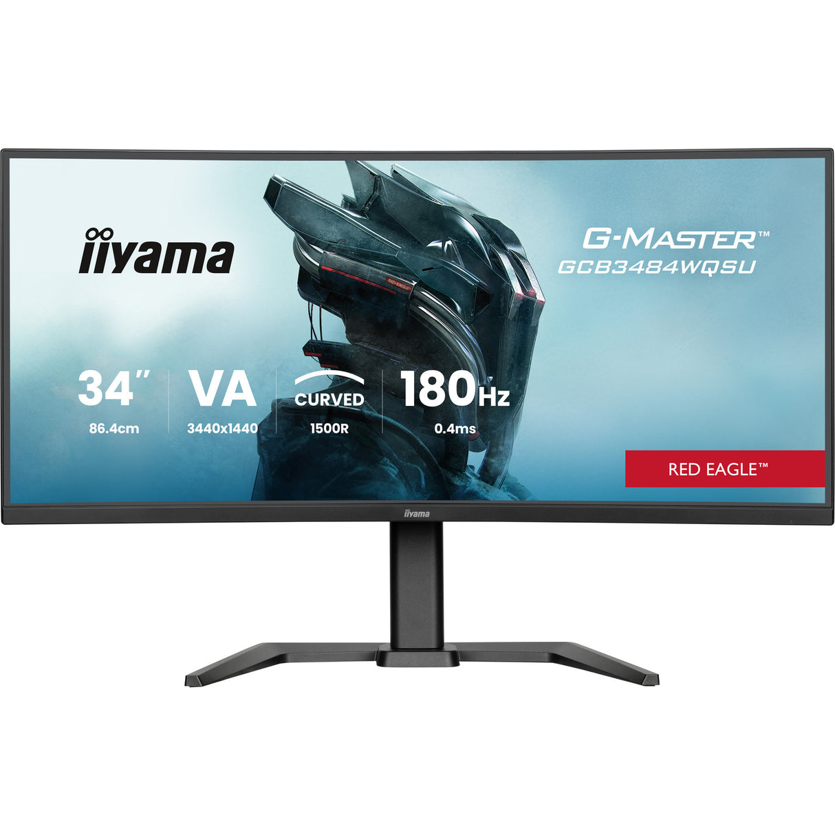 Iiyama G-Master Red Eagle GCB3484WQSU-B1 34 gebogener Ultrawide-Gaming-Monitor (schwarz, 2x HDMI, Display-Port, 2x USB-A, USB-B, 2x USB-C, 180 Hz)