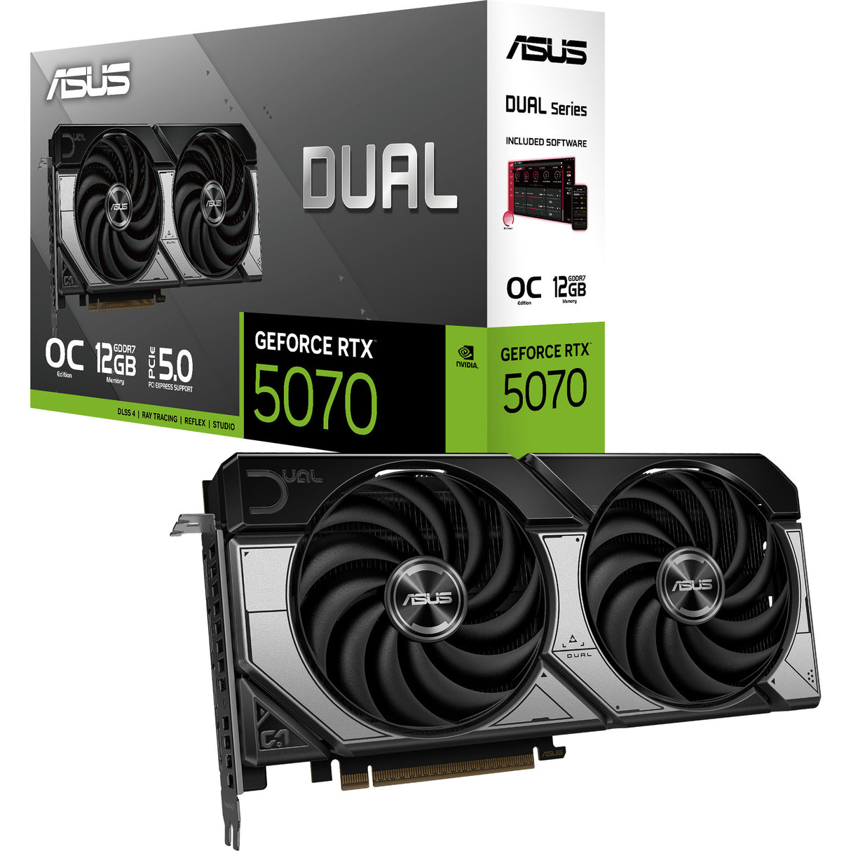 Asus Dual GeForce RTX 5070 OC Grafikkarte (DLSS 4, 3x Display Port, 1x HDMI 2.1)