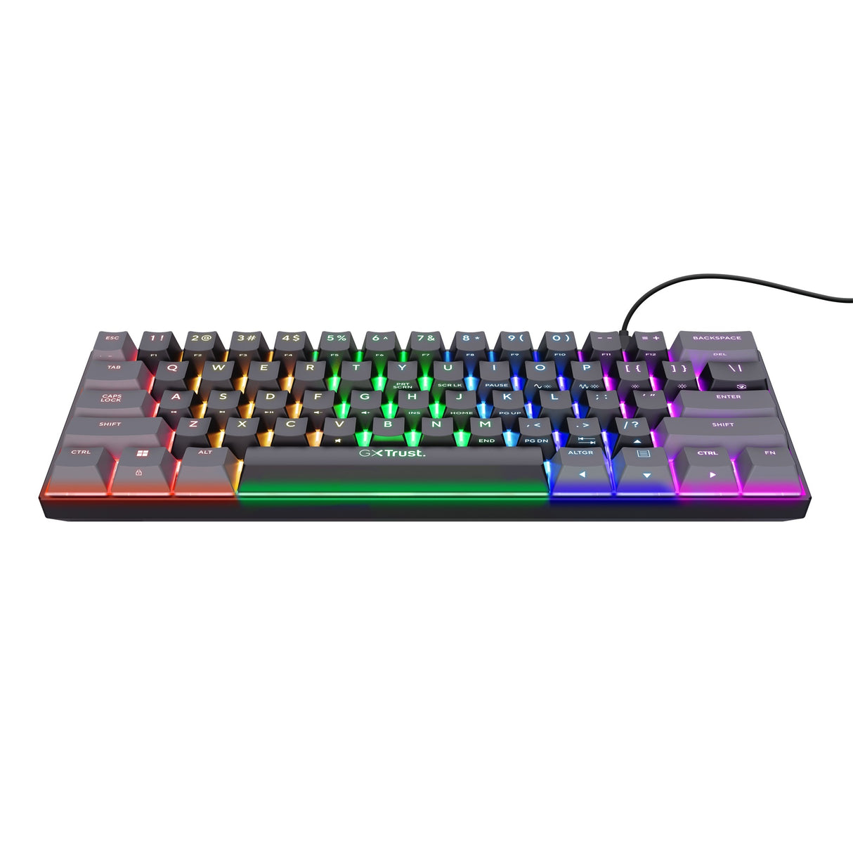 Trust GXT 867 Acira 60 % mechanische Mini-Gaming-Tastatur (Schwarz, US-Layout (QWERTY), Outemu Red, 60 %, RGB)