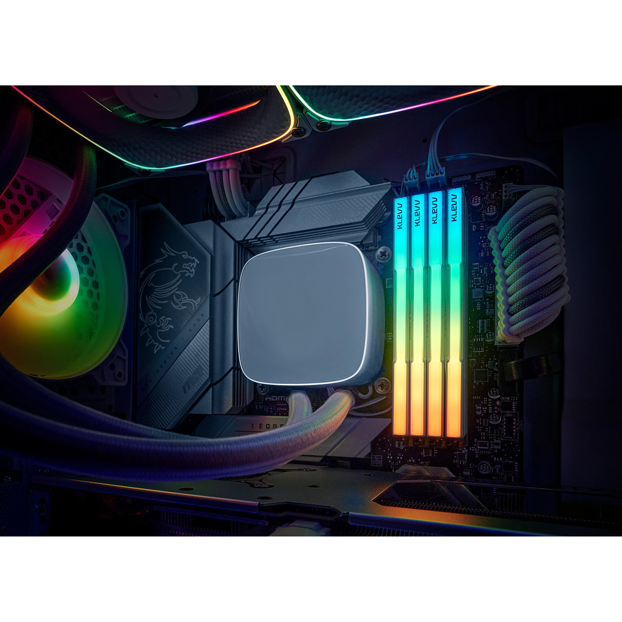 Klevv 32 gb ddr5-6000 (2x 16 gb) kit werkgeheugen (wit, kd5agu880-60a300j, cras v rgb, xmp 3.0, expo)