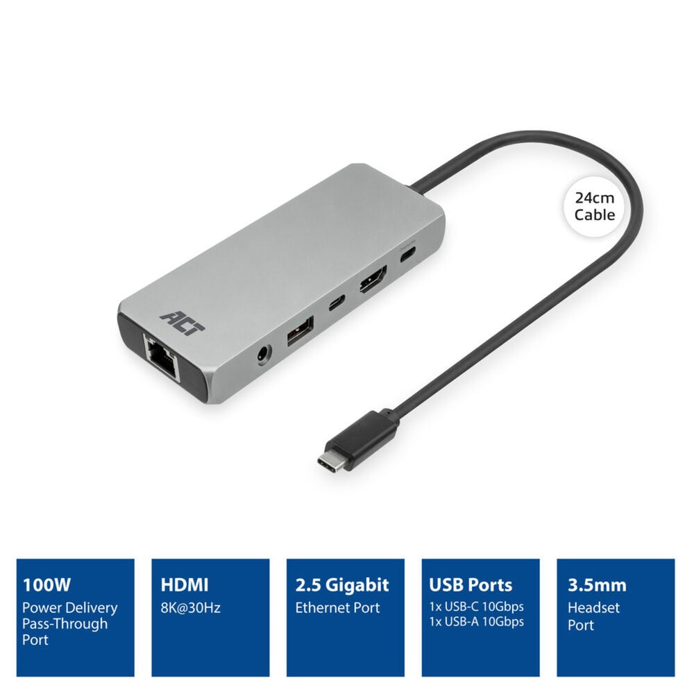 Act-Konnektivität USB-C 4K 8K 60Hz Dockingstation