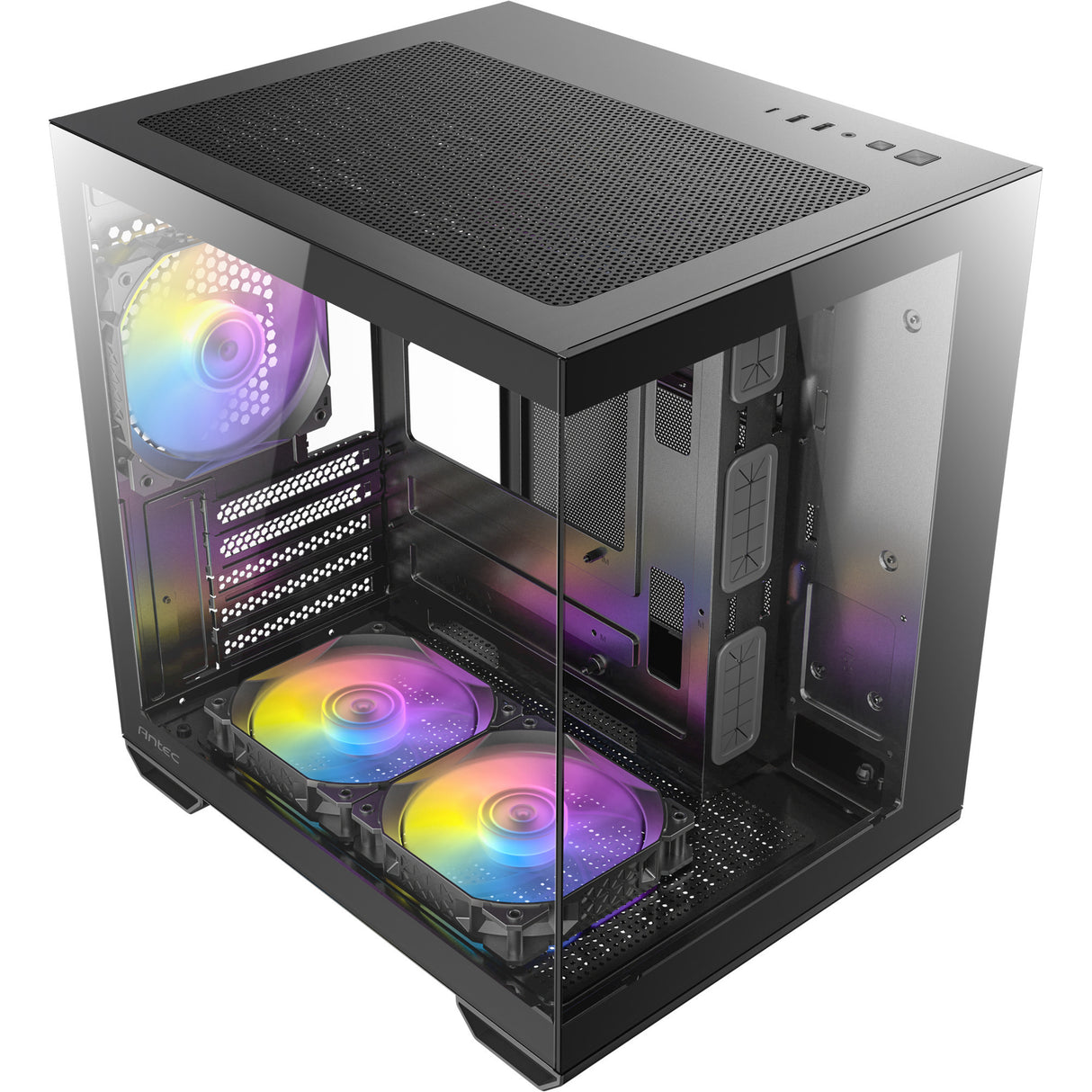 Antec cx60m argb Mini-Tower-Gehäuse (schwarz | 3x USB-A | RGB | gehärtetes Glas)