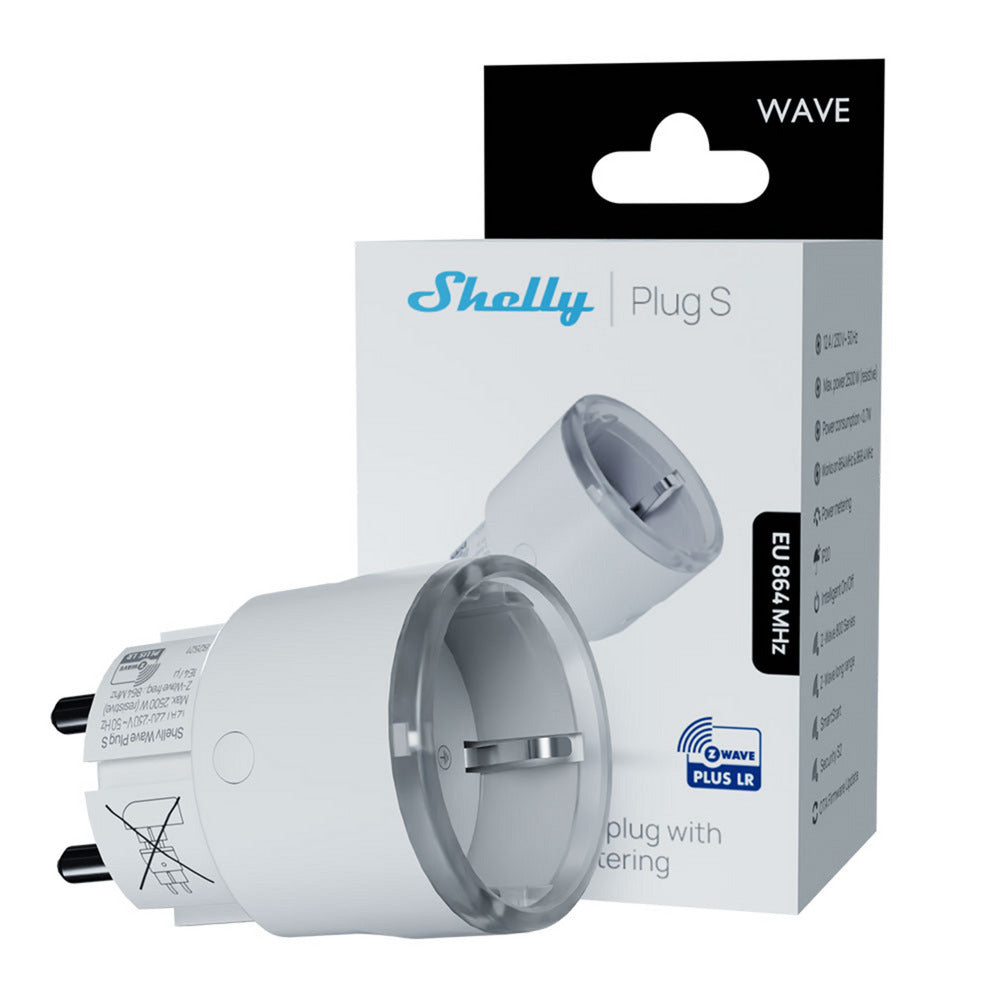 Shelly Wave Plug S EU LR Adapter (weiß, Z-Wave, Z-Wave+)