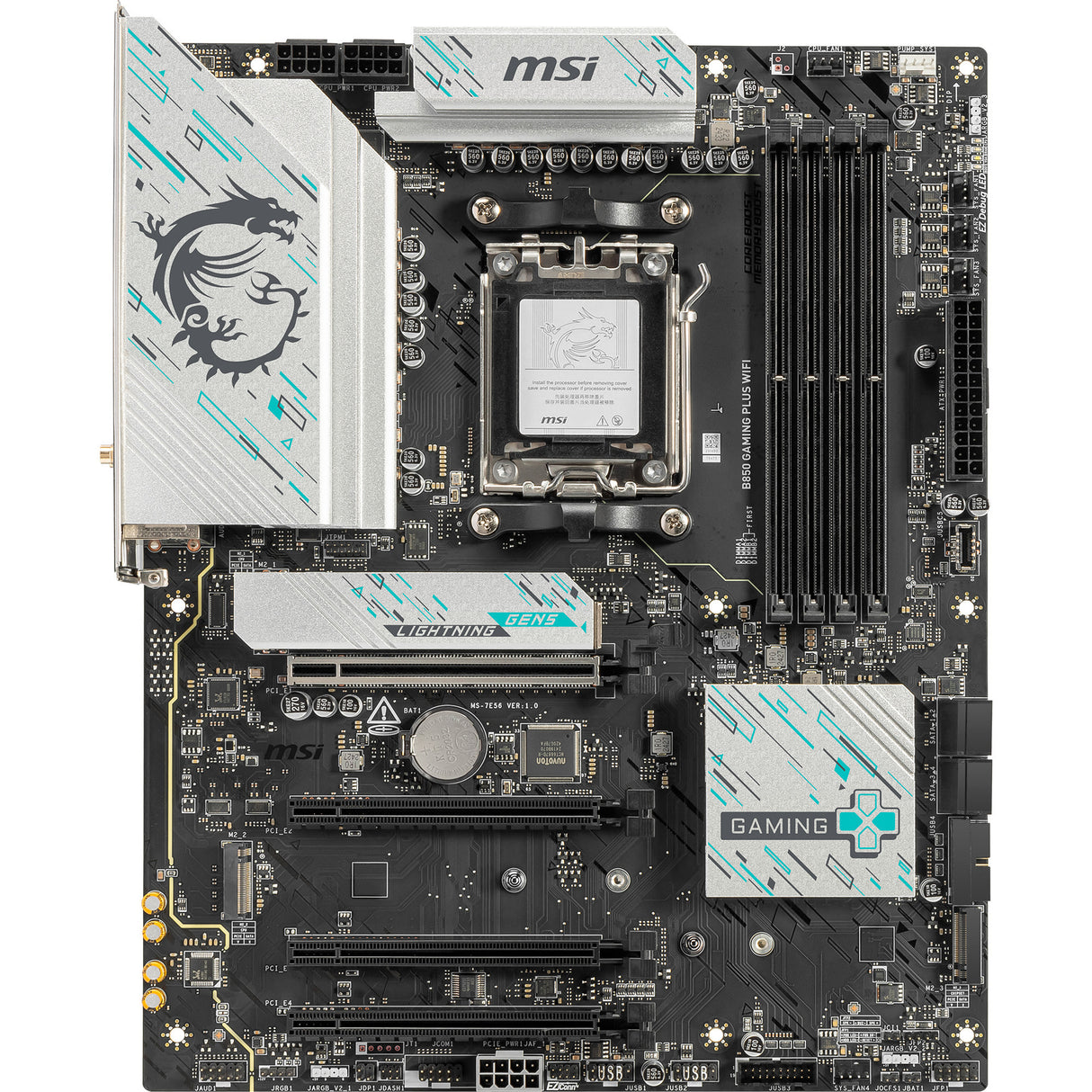 Msi b850 gaming plus wifi socket am5 moederbord (raid, 5gb-lan, wi-fi 7, bt, sound, atx)