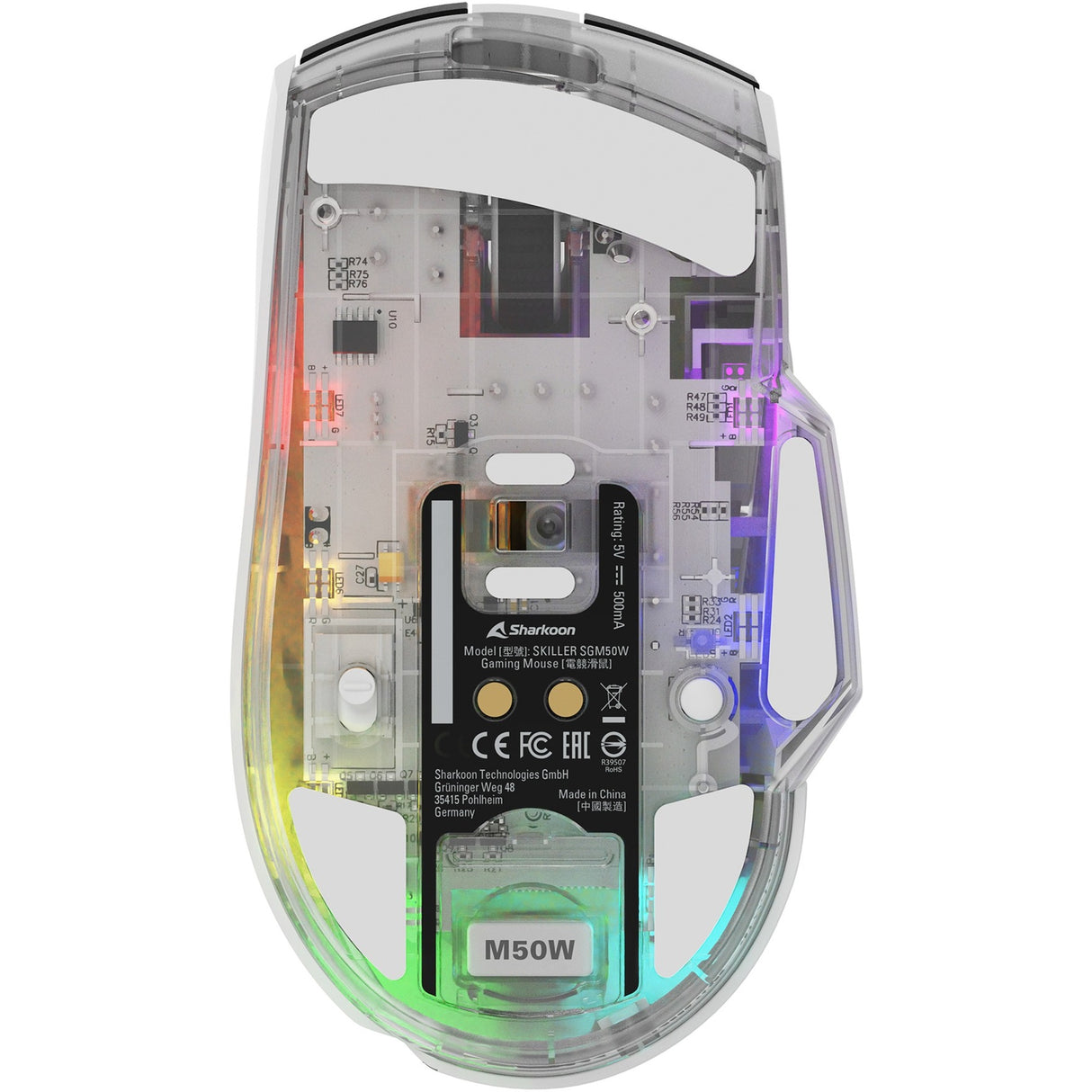 Sharkoon Skiller SGM50W Gaming-Maus (weiß, 400–6400 dpi, RGB-LEDs)
