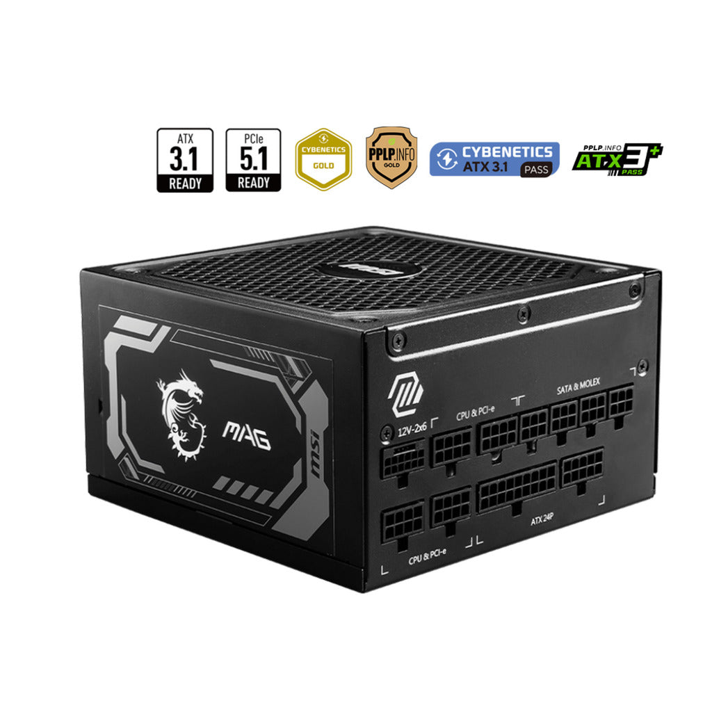 MSI Mag A1250GL PCIe5 Modulares 1250-Watt-Netzteil (schwarz, 1x 12V-2x6, 4x PCIe)