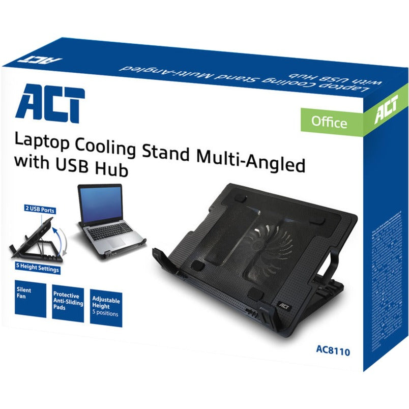 Act Laptopständer AC8110, schwarzes Aluminium, Kunststoff