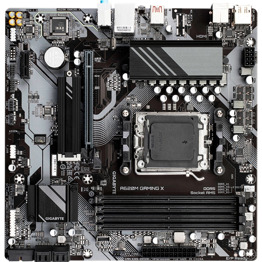Gigabyte A620M Gaming X (Rev. 1.0) Sockel AM5 Motherboard (Schwarzgrau, Raid, GB-LAN, Sound, µatx)