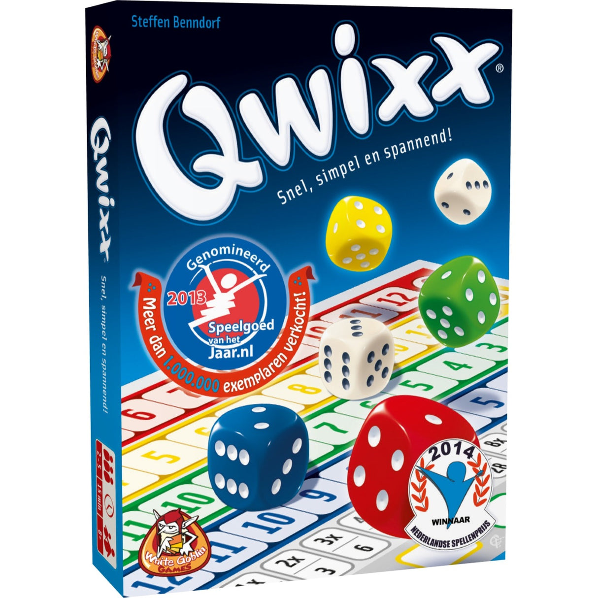 White Goblin Games Qwixx Würfelspiel (niederländisch, 2 - 5 Spieler, 15 Minuten, ab 8 Jahren)