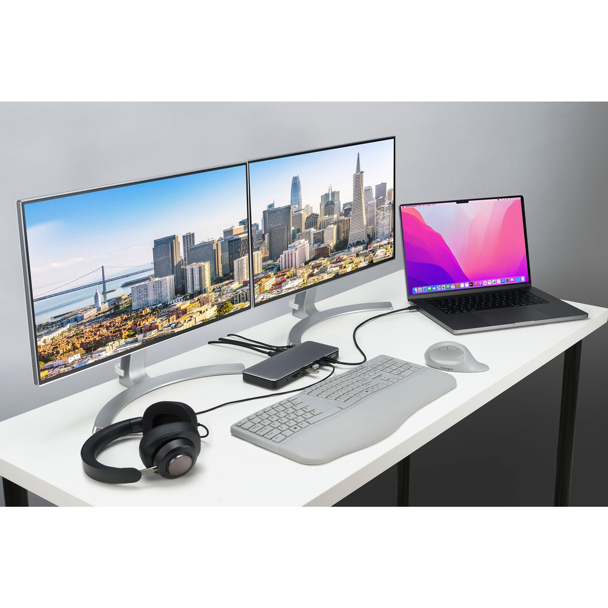 Kensington SD5760t Dockingstation (Silber Schwarz, Thunderbolt 4, USB-C, USB-A, HDMI, PD)