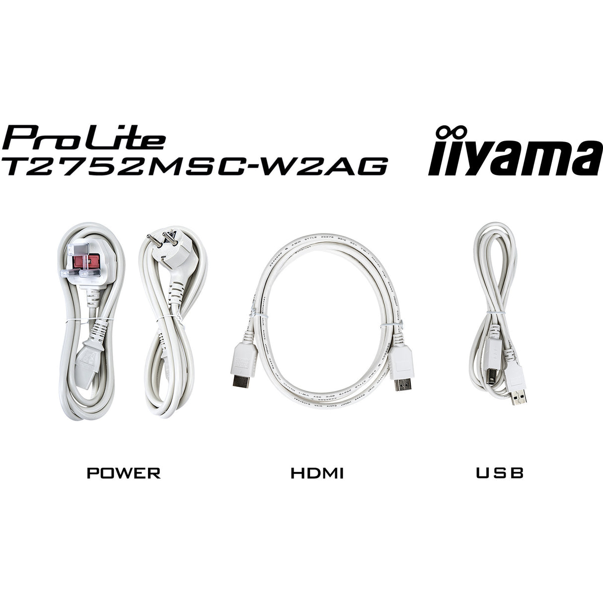 Iiyama prolite t2752msc-w1ag 27 touchscreen monitor (wit (mat), 100 hz, hdmi, displayport, usb 3.2 gen 1, audio, touchscreen )