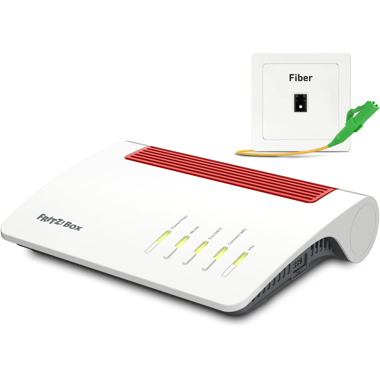 Fritz! Box 5590 Fiber Edition internationaler Router (weiß rot, Mesh-WLAN)