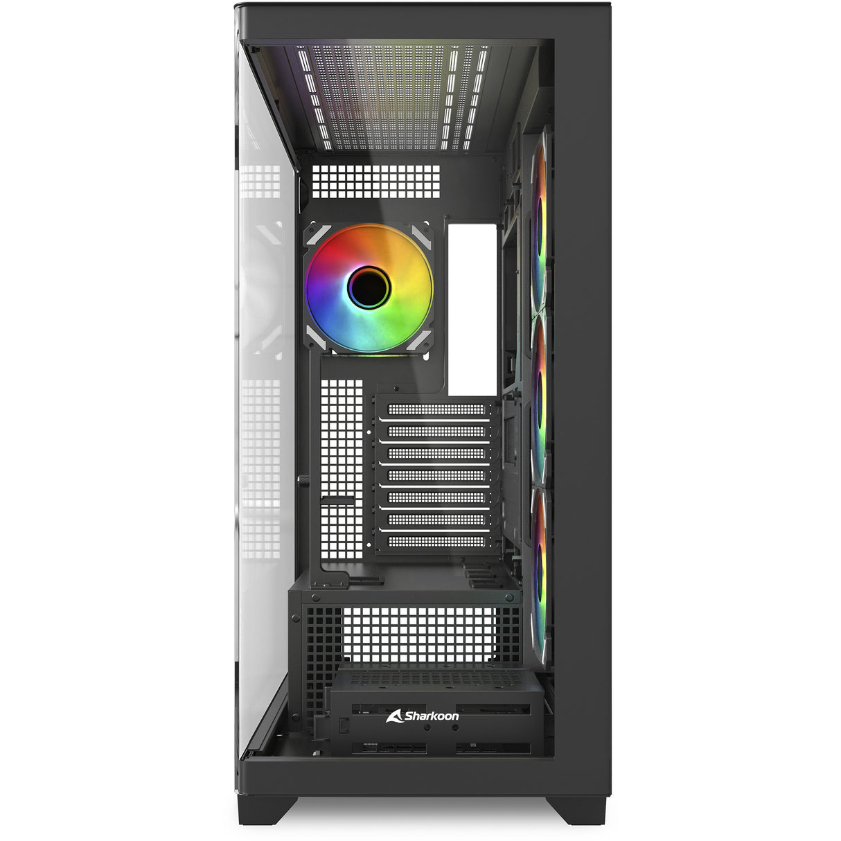 Sharkoon Elite Shark CA500 Midi-Tower-Gehäuse (schwarz | 2x USB-A | 1x USB-C | RGB | gehärtetes Glas)