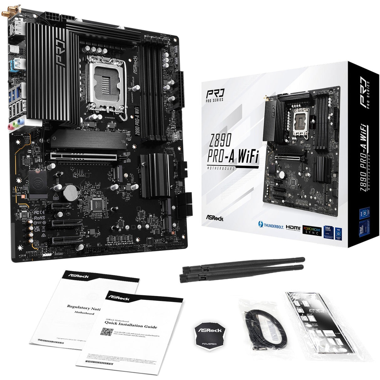 Asrock Z890 Pro-A WiFi Sockel 1851 Motherboard (schwarz, RAID, 2,5 GB-LAN, WiFi 6e, BT, Sound, ATX)