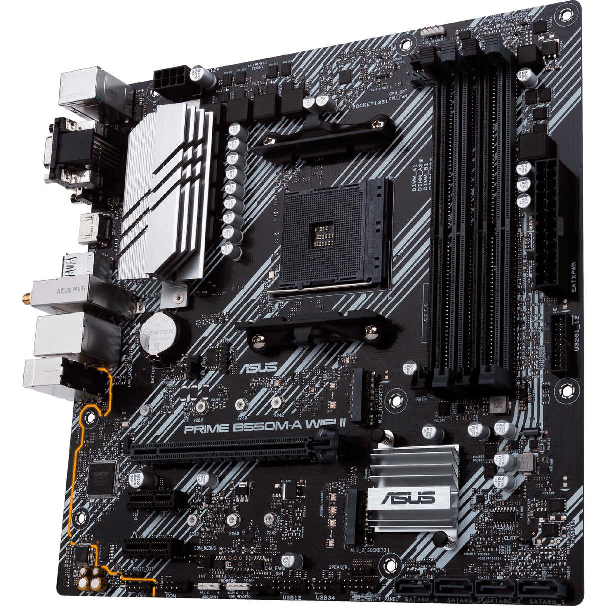 Asus prime b550m-a wifi ii socket am4 moederbord (zwart zilver, raid, gb-lan, wi-fi 6, bt, sound, µatx)