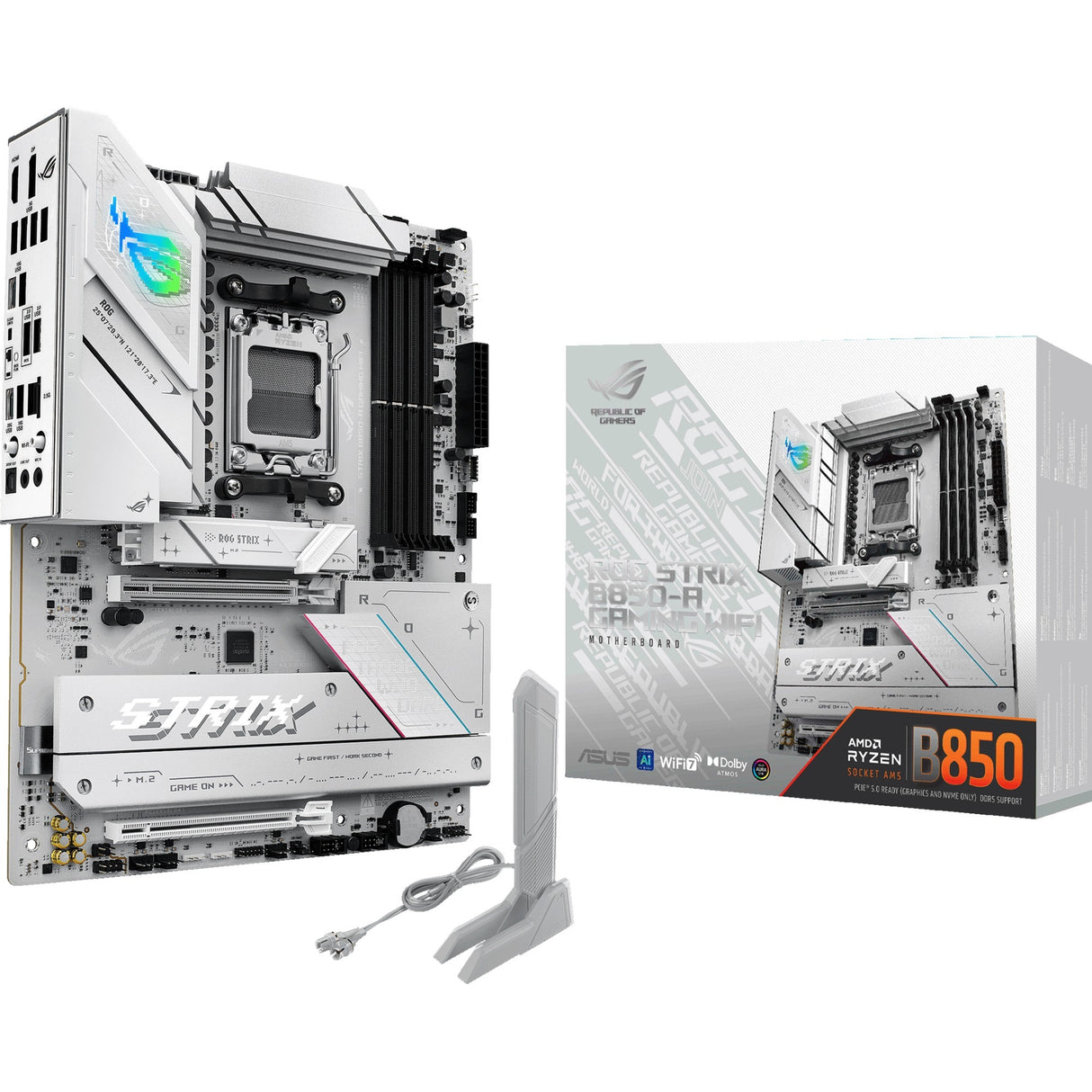 Asus ROG Strix B850-A Gaming Wi-Fi Sockel AM5 Motherboard (weiß, 2,5 GB-LAN, Wi-Fi 7, BT, Sound, ATX)