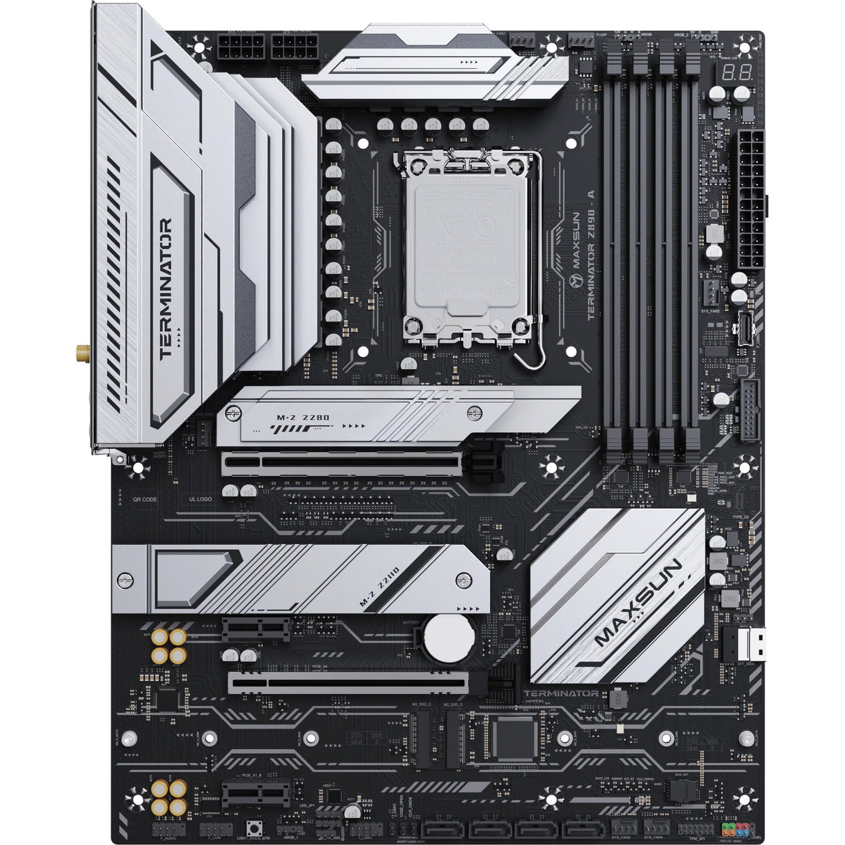 Maxsun ms-terminator z890-a wifi socket 1851 moederbord (zwart, raid, 2.5 gb-lan, wlan, bt, sound, atx)