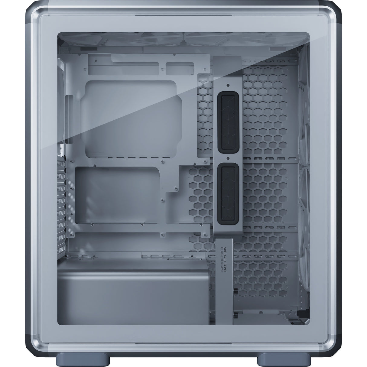 Cooler master masterframe 500 mesh argb midi tower behuizing (zilver | 2x usb-a | 1x usb-c | rgb | tempered glass)