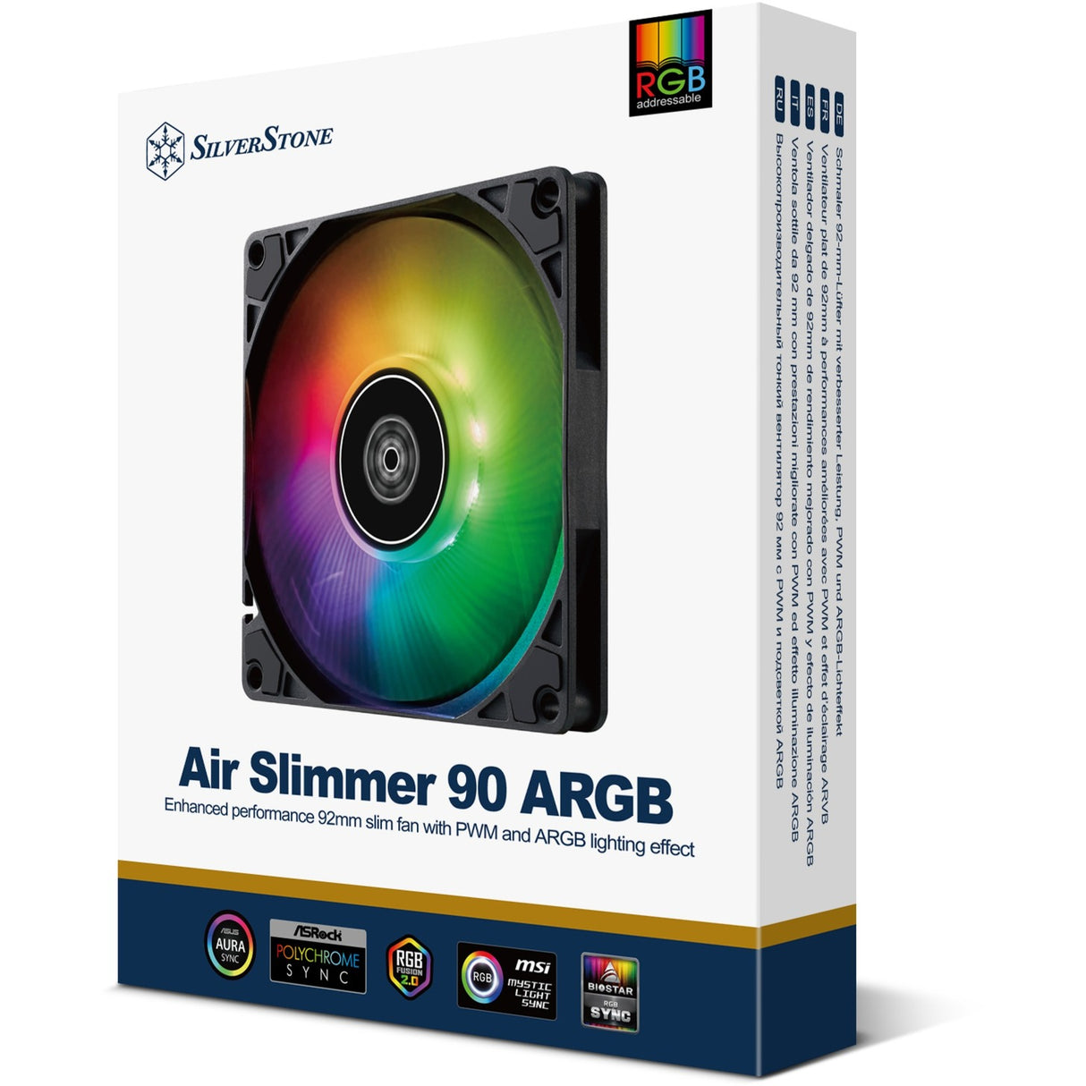 Silverstone Air Slimmer 90 ArGB Gehäuselüfter (schwarz, 92 x 92 x 15 mm, PWM)