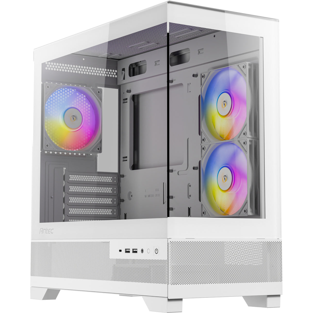 Antec cx500m argb Mini-Tower-Gehäuse (weiß | 2x USB-A | 1x USB-C | gehärtetes Glas)