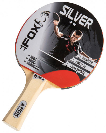 Fox TT Silber 2 Sterne Tischtennisbat 23 cm leer rot