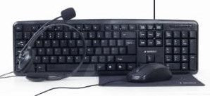 Enzo Gembird Heimarbeitsset, schwarze Tastatur, Maus + Matte und Headset – 9510121