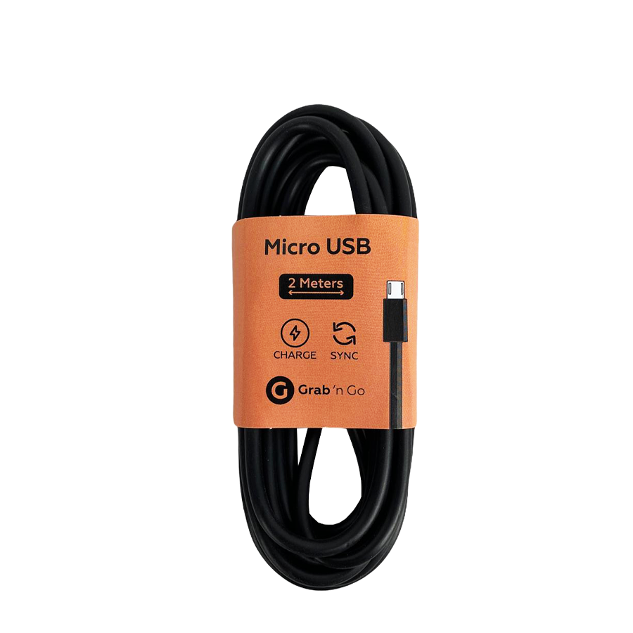 Grab 'n go kabel micro usb zwart 200 cm