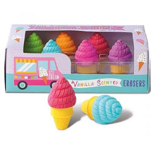 Van der Doelen 6 Eiscreme-Radiergummis mit dem Duft von Vanille