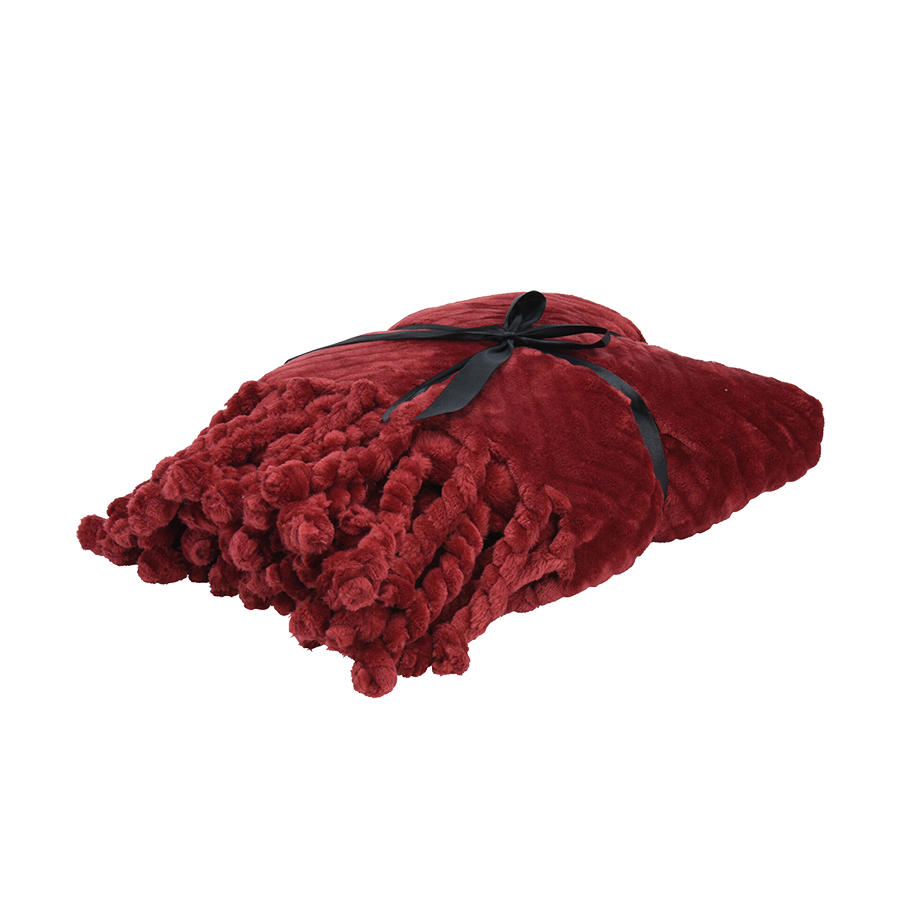 H s plaid tassels rood 130x160cm