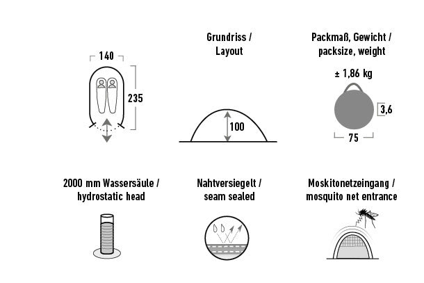 High Peak Vision 2.0 Popup-Zelt 2-Personen 235 x 140 cm Schwarz