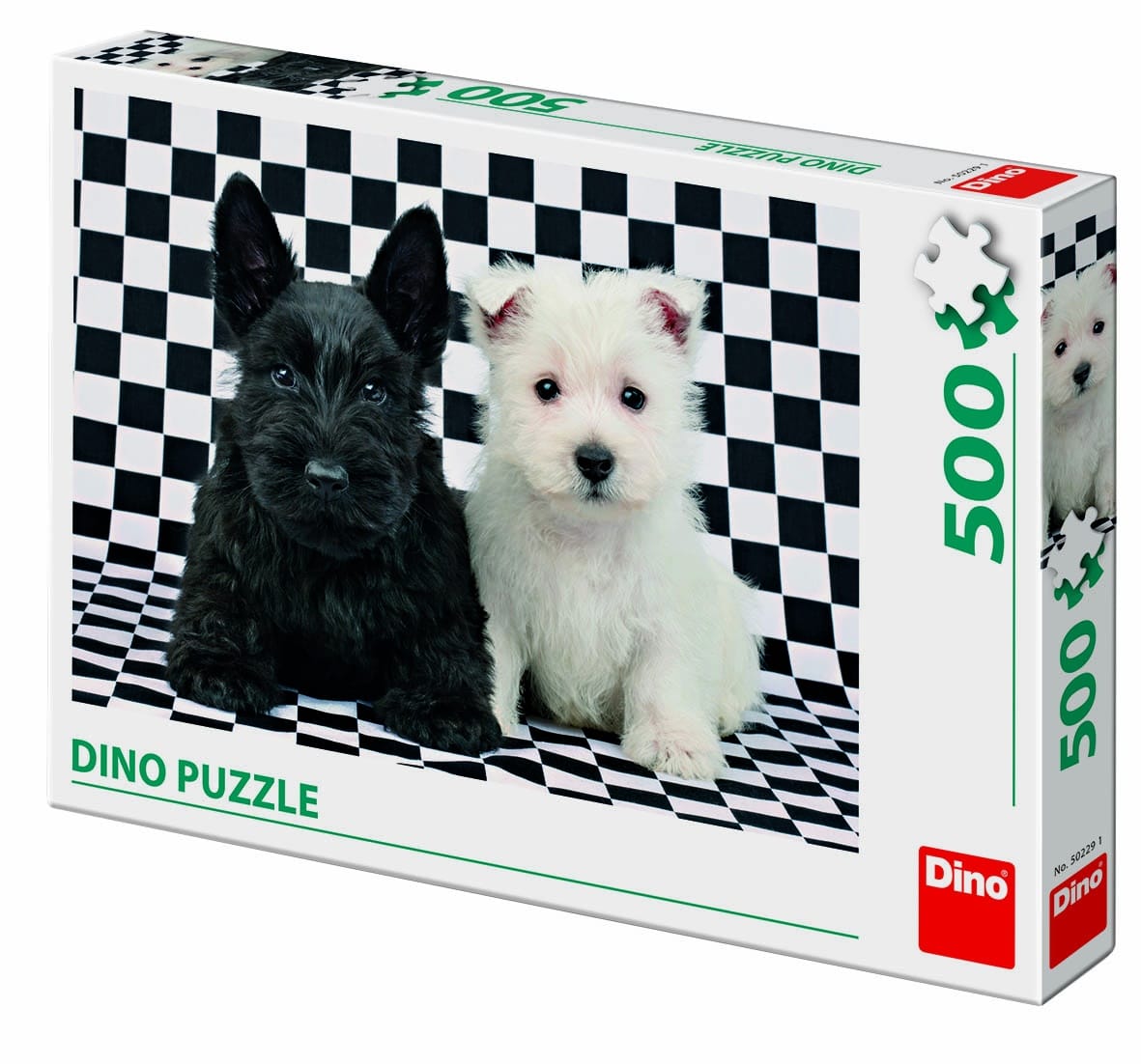 Dinotoys Dino-Puzzle – 2 süße Welpen in Schwarz und Weiß – 500 Teile